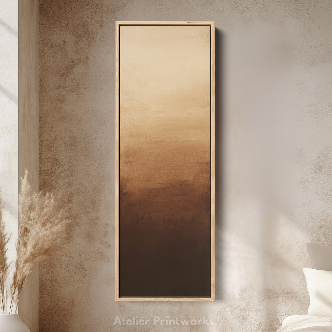 Abstract Brown Living Room Decor Vertical Wall Art - Tall Long Narrow Vertical