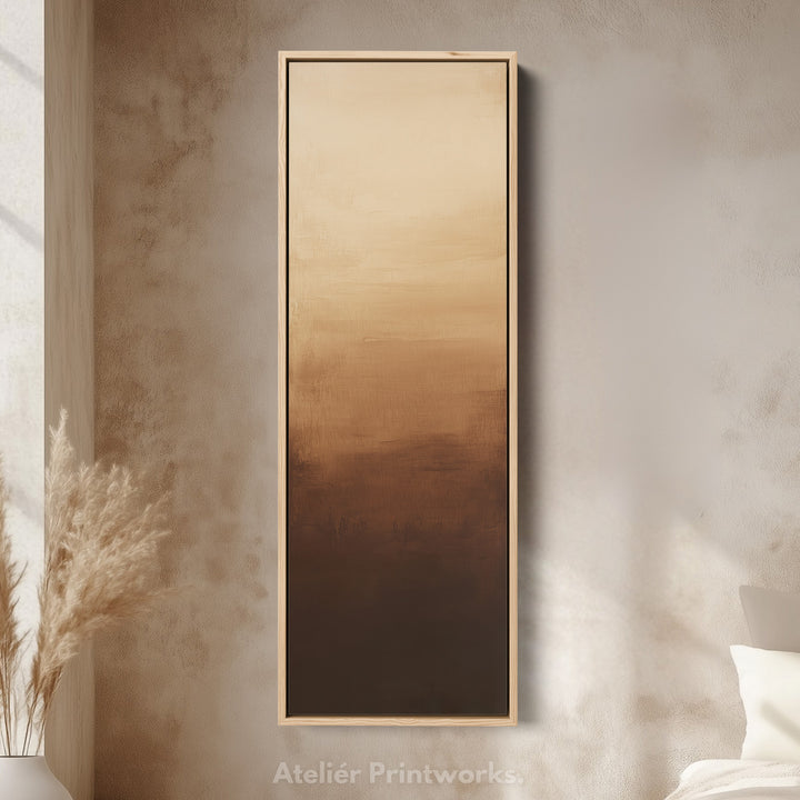 Abstract Brown Living Room Decor Vertical Wall Art - Tall Long Narrow Vertical