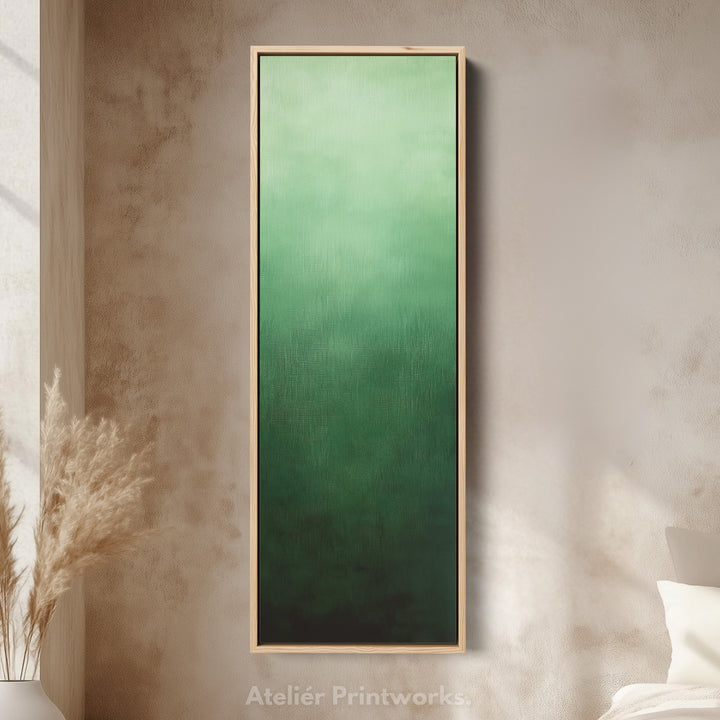 Minimalist Green Living Room Decor Vertical Wall Art - Tall Long Narrow Vertical