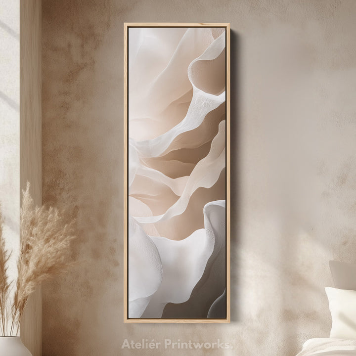 Beige & White Long Narrow Vertical Wall Art Large Canvas Decor