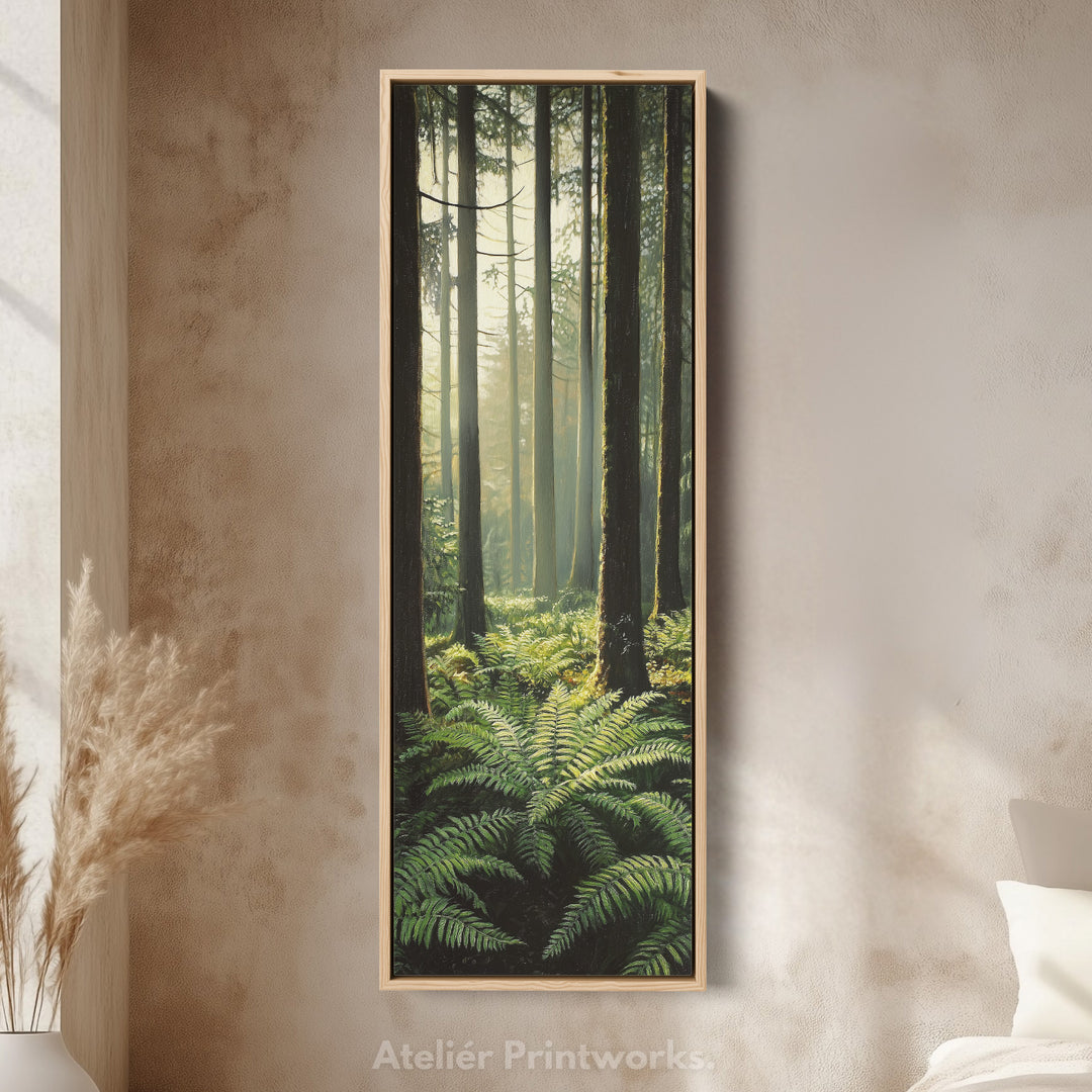Fern Forest Long Narrow Framed Canvas Wall Art For Living Room