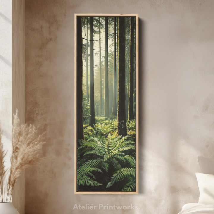 Fern Forest Long Narrow Framed Canvas Wall Art For Living Room