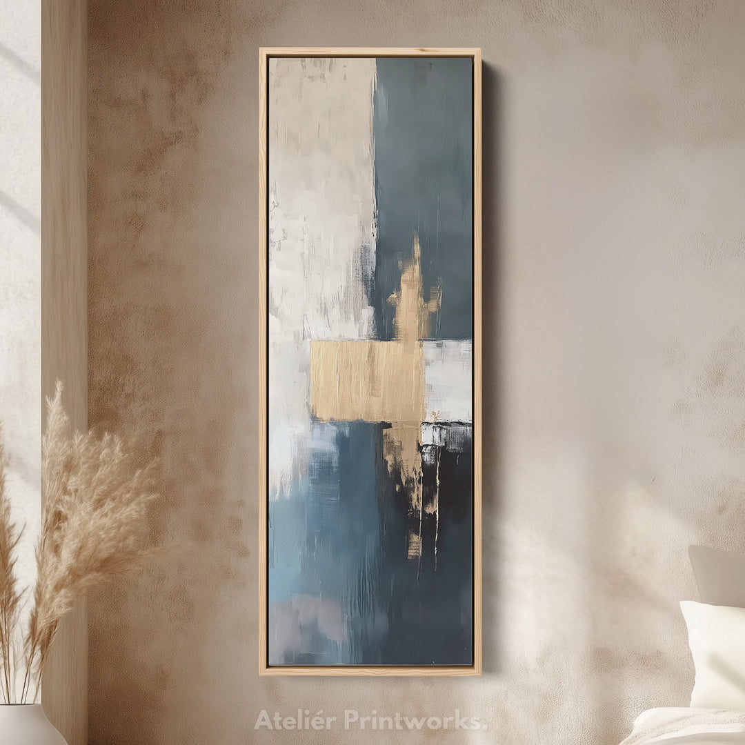 Minimalist Abstract Gold Long Vertical Wall Art