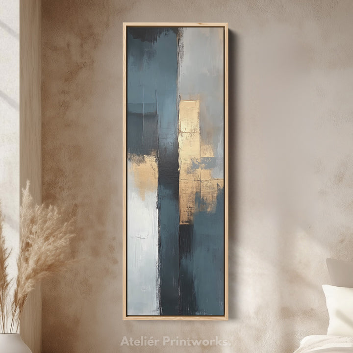 Tall Vertical Framed Canvas Abstract Gold