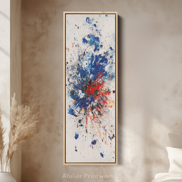 Toile encadrée grande verticale haute couleur abstraite