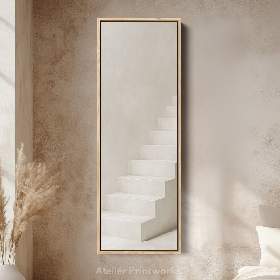 Minimalist Steps Long Tall Vertical Framed Canvas Wall Art