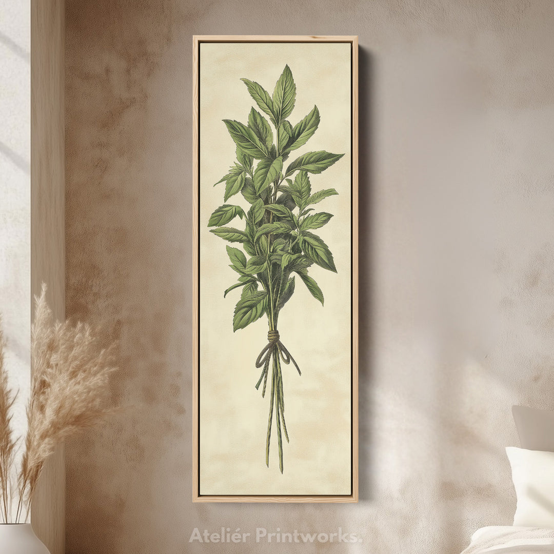 Kitchen Wall Art Long Vertical Framed Canvas Decor Mint