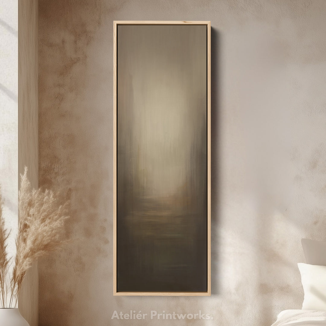 Abstract Dark Beige Long Vertical Tall Wall Art Large Framed Canvas