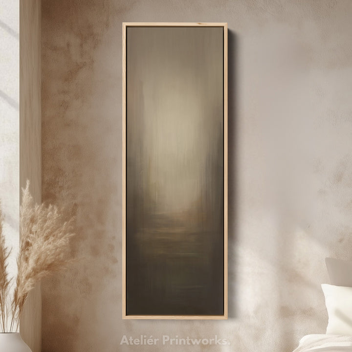 Abstract Dark Beige Long Vertical Tall Wall Art Large Framed Canvas