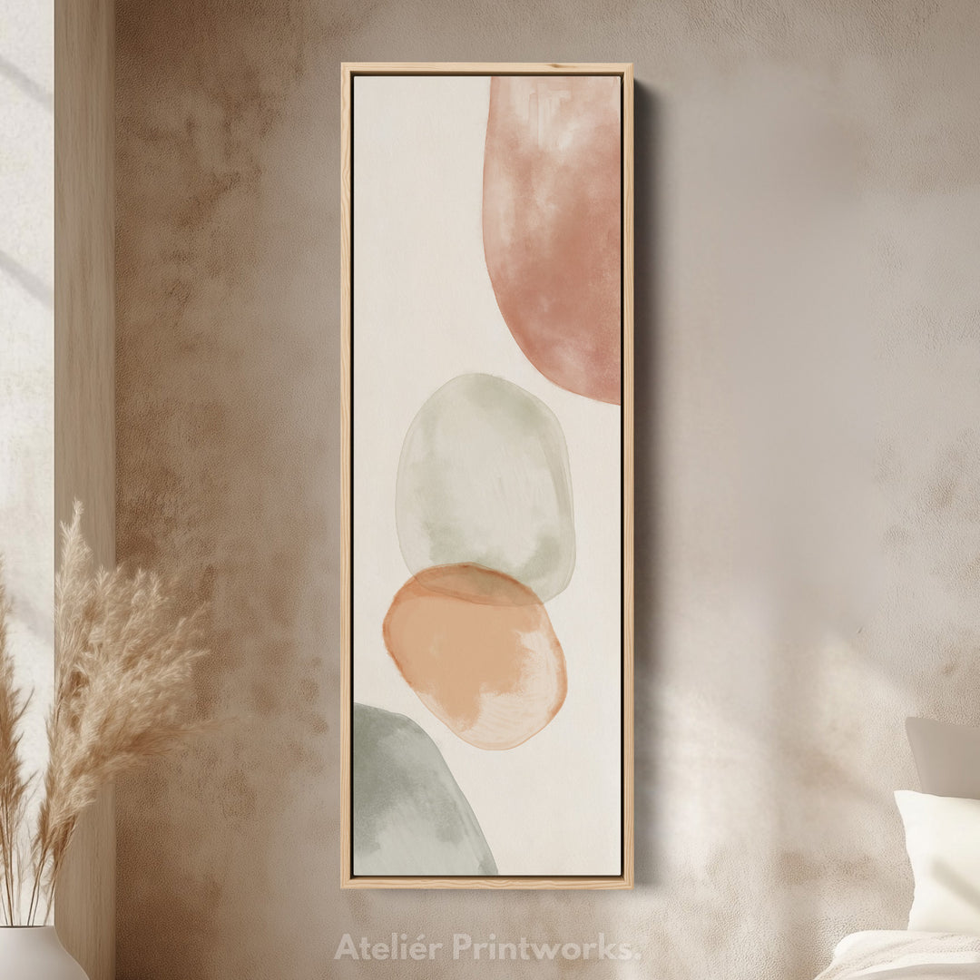 Vertical Beige Abstract Long Framed Canvas Decor