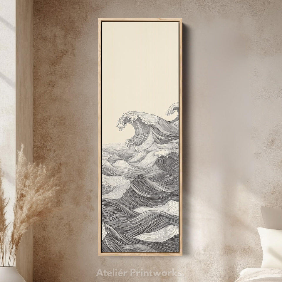 Vertikale abstrakte Ozeanwelle lang gerahmte Leinwanddekoration