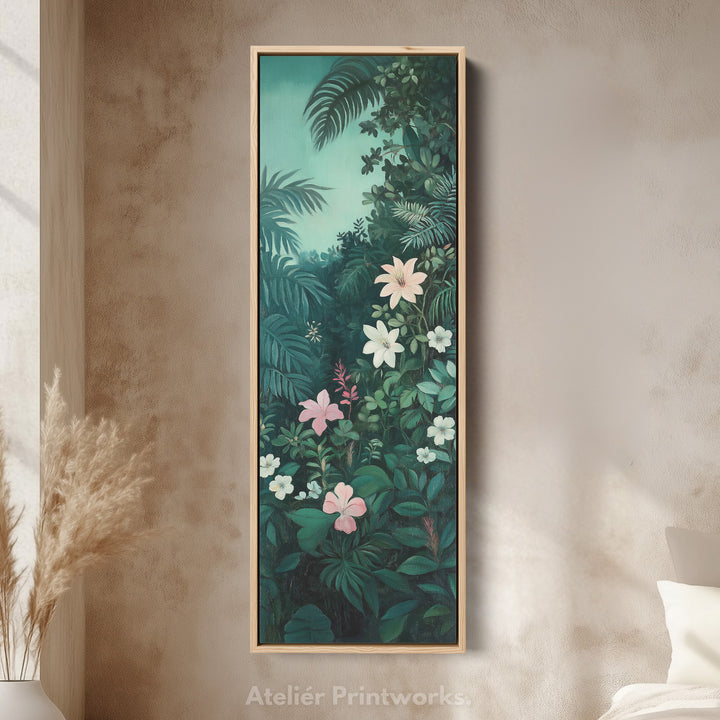 Tropical Jungle Tall Skinny Wall Decor Framed Canvas