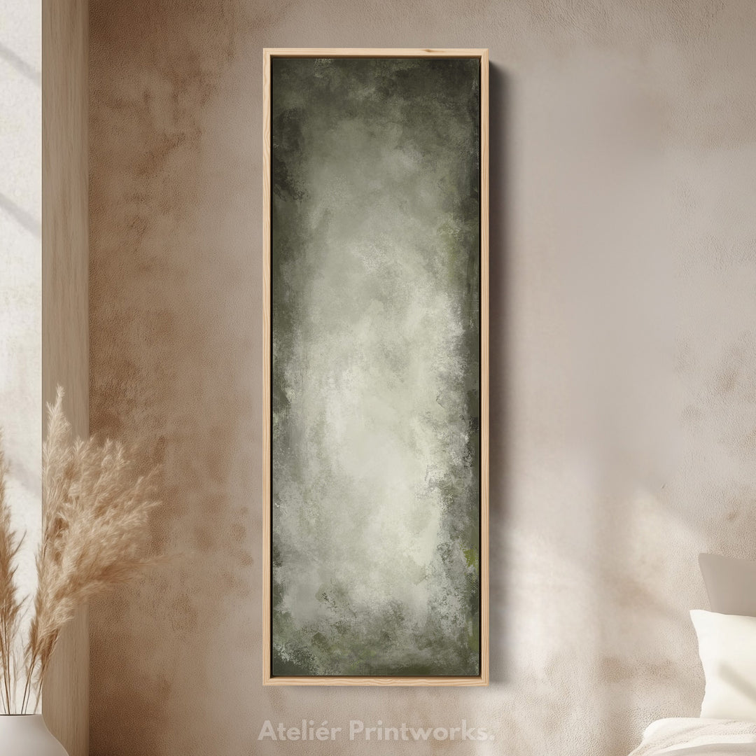 Abstract Rustic Green Long Living Room Framed Canvas Wall Decor