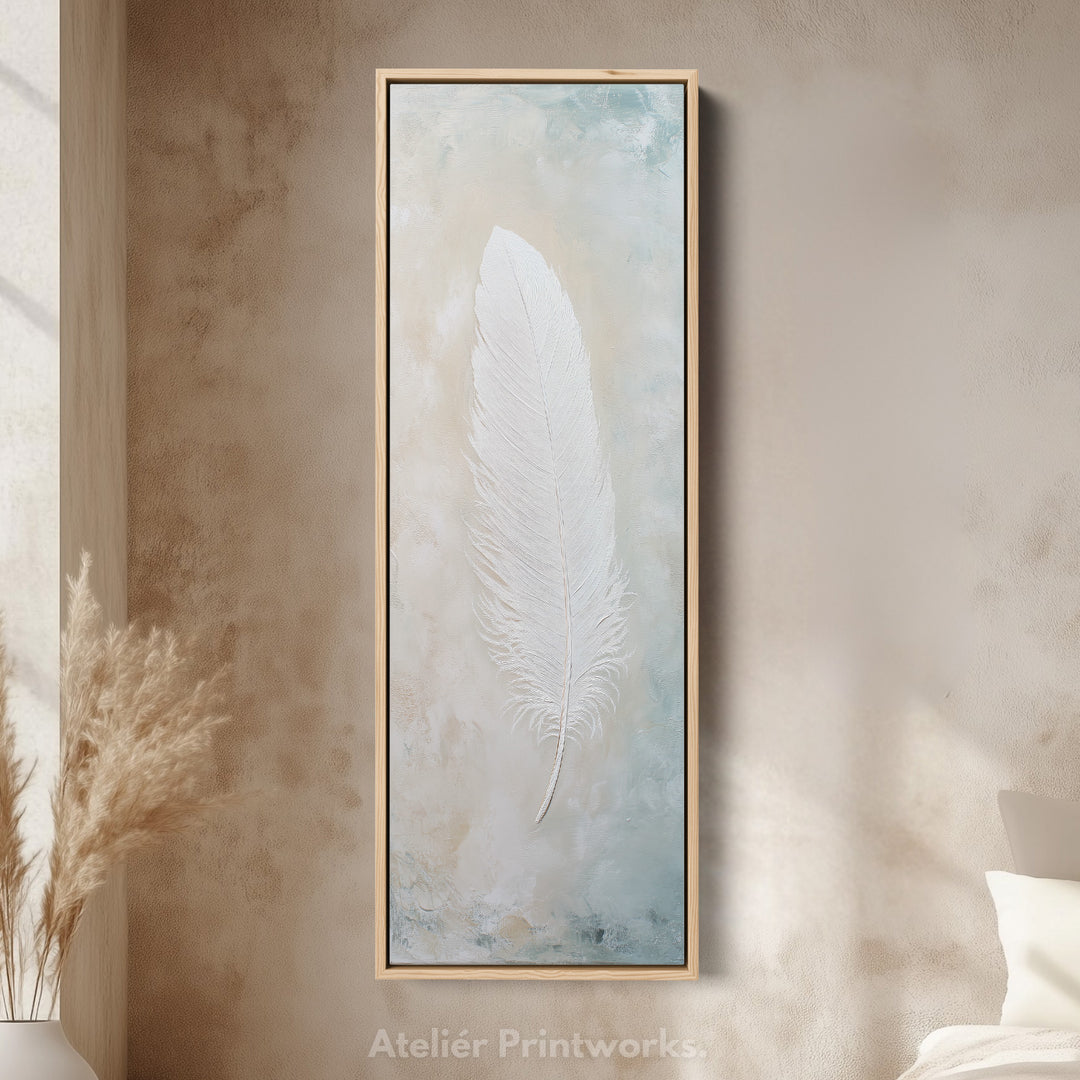 Hall Way Feather Large Vertical Long Skinny Wall Art