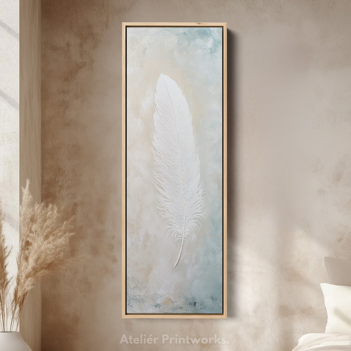 Hall Way Feather Large Vertical Long Skinny Wall Art