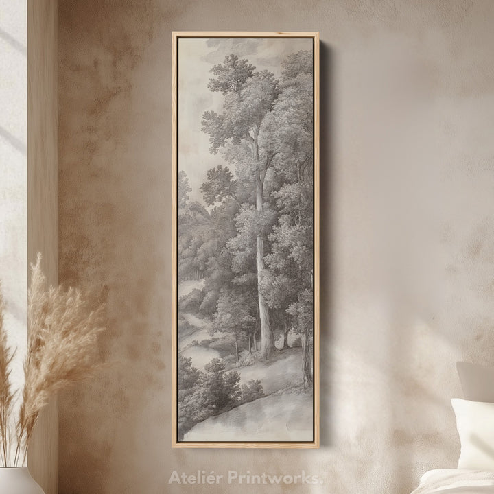 Hall Way Vintage Tree Large Vertical Long Skinny Wall Art
