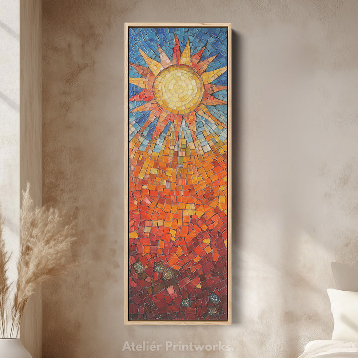 Mosaic Sun Burst Vertical Bedroom Wall Art Long & Narrow