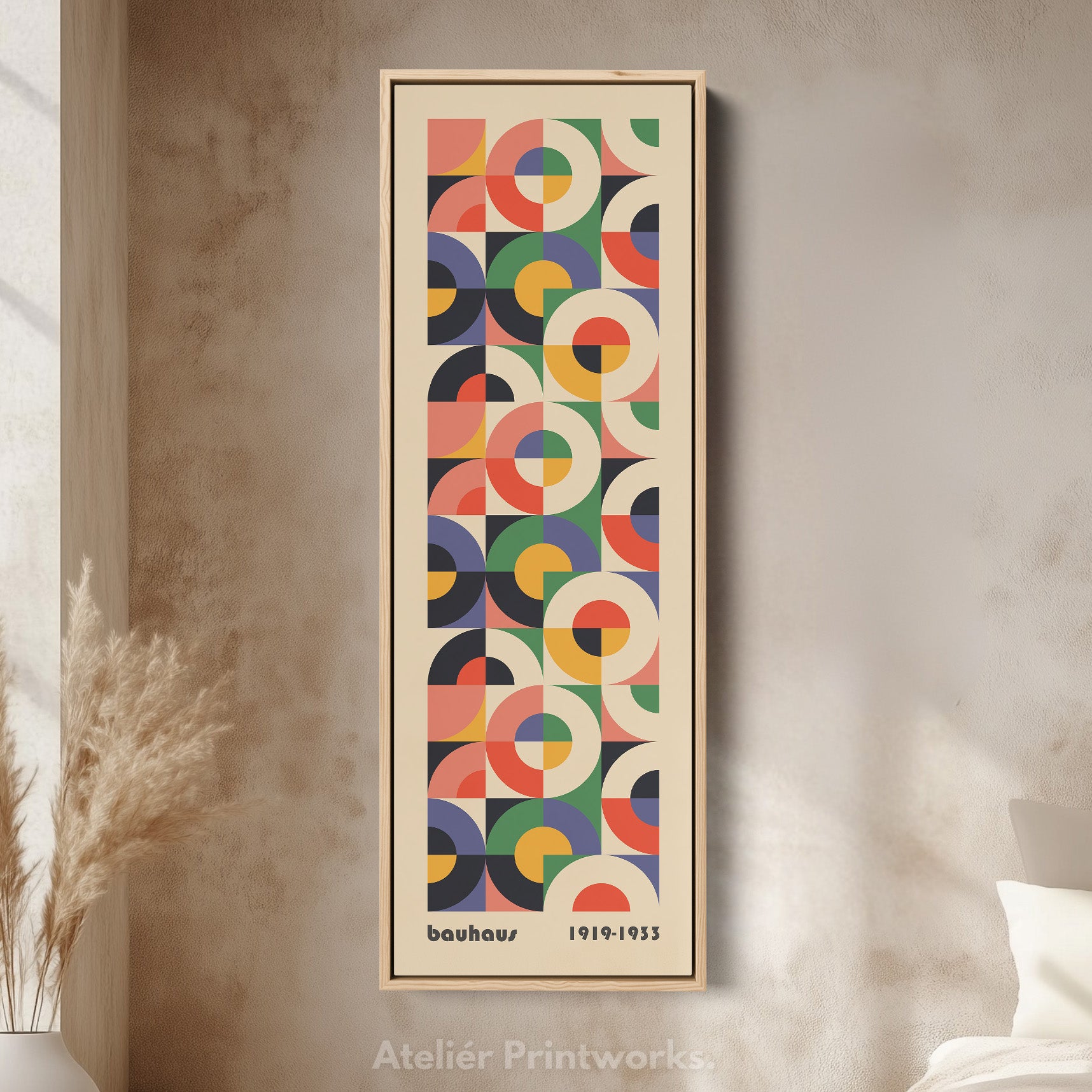 Bauhaus Mid Century Geometric Long Vertical Wall Art – Atelier
