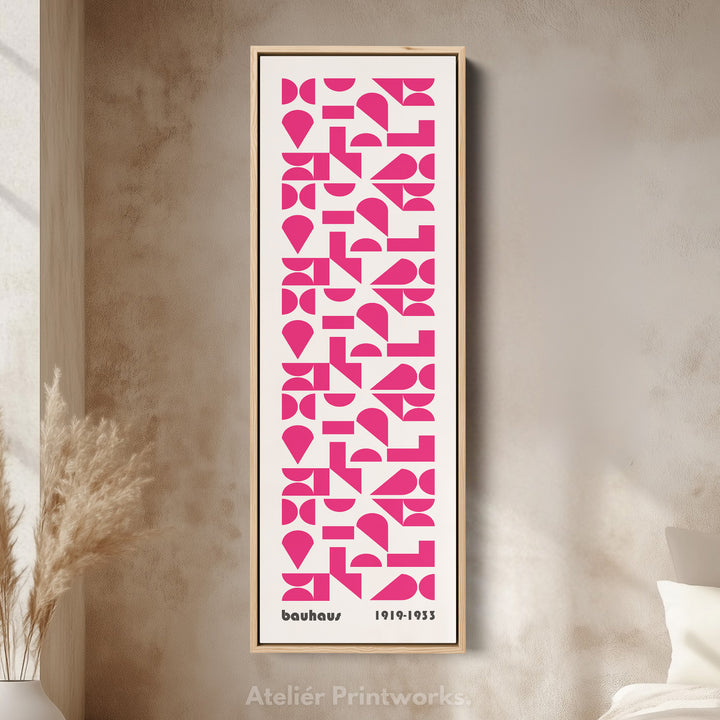 Pink Mid Century Bauhaus Vertical Long Canvas Wall Art