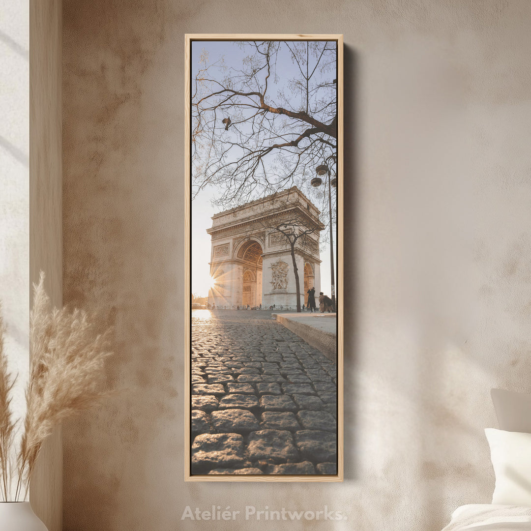 Paris Arc De Triomphe Vertical Long Framed Canvas