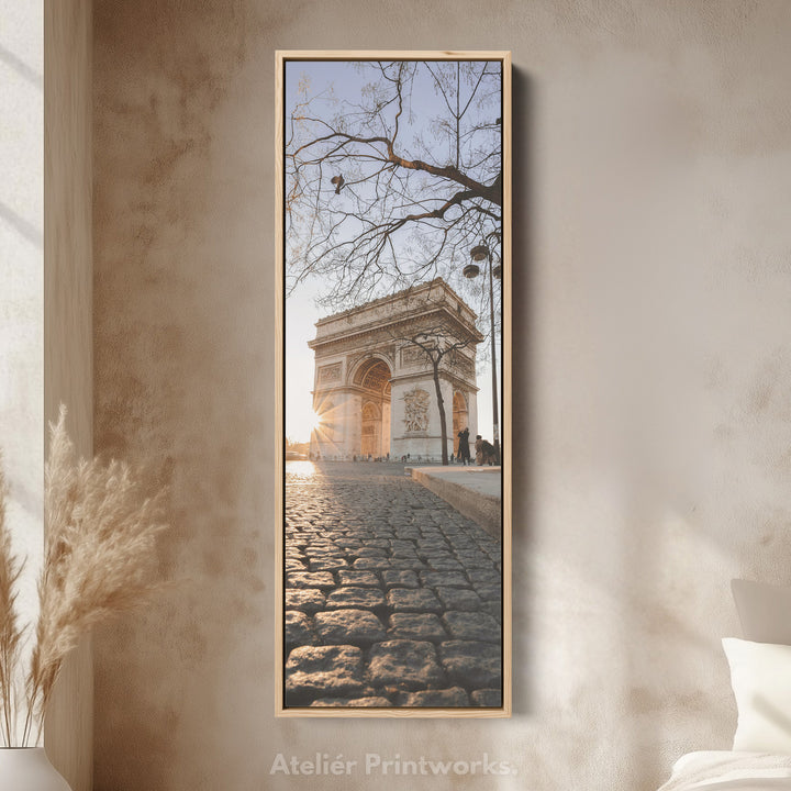 Paris Arc De Triomphe Vertical Long Framed Canvas