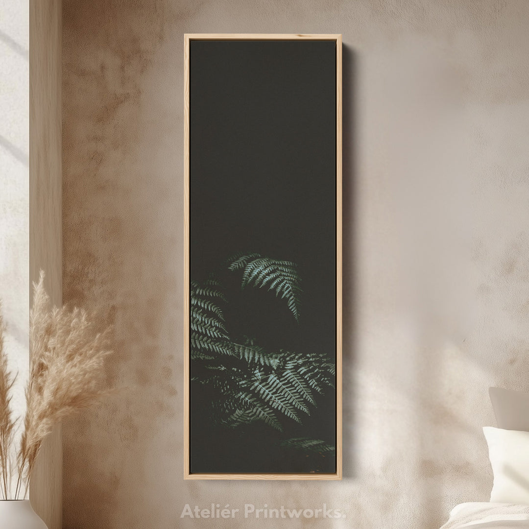 Large Framed Canvas Vertical Wall Art Dark Fern