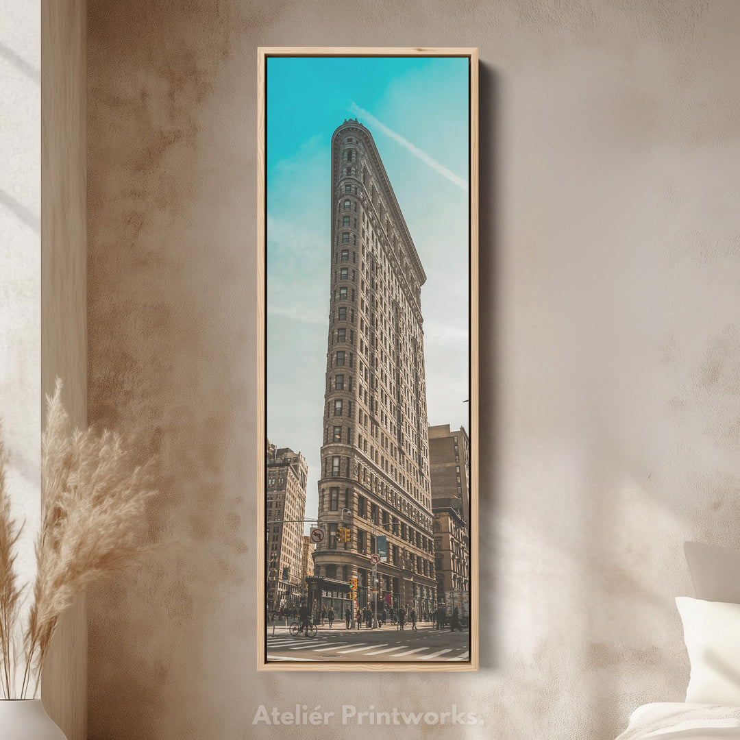 Large Framed Canvas Vertical Wall Art New York Flat Iron