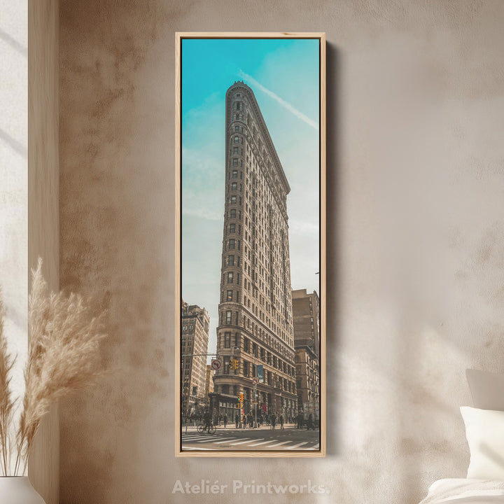 Large Framed Canvas Vertical Wall Art New York Flat Iron