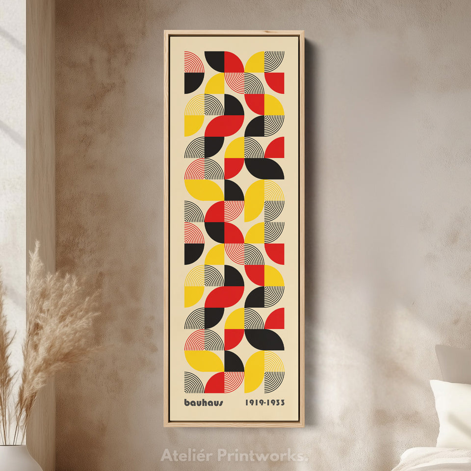 Large Framed Canvas Beige Bauhaus Wall Art