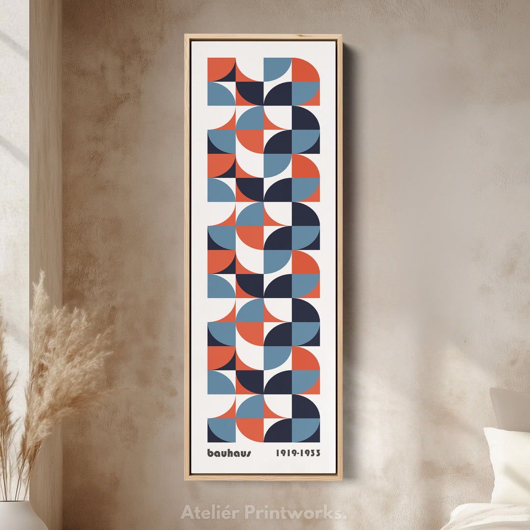 White Large Framed Canvas Beige Bauhaus Wall Art