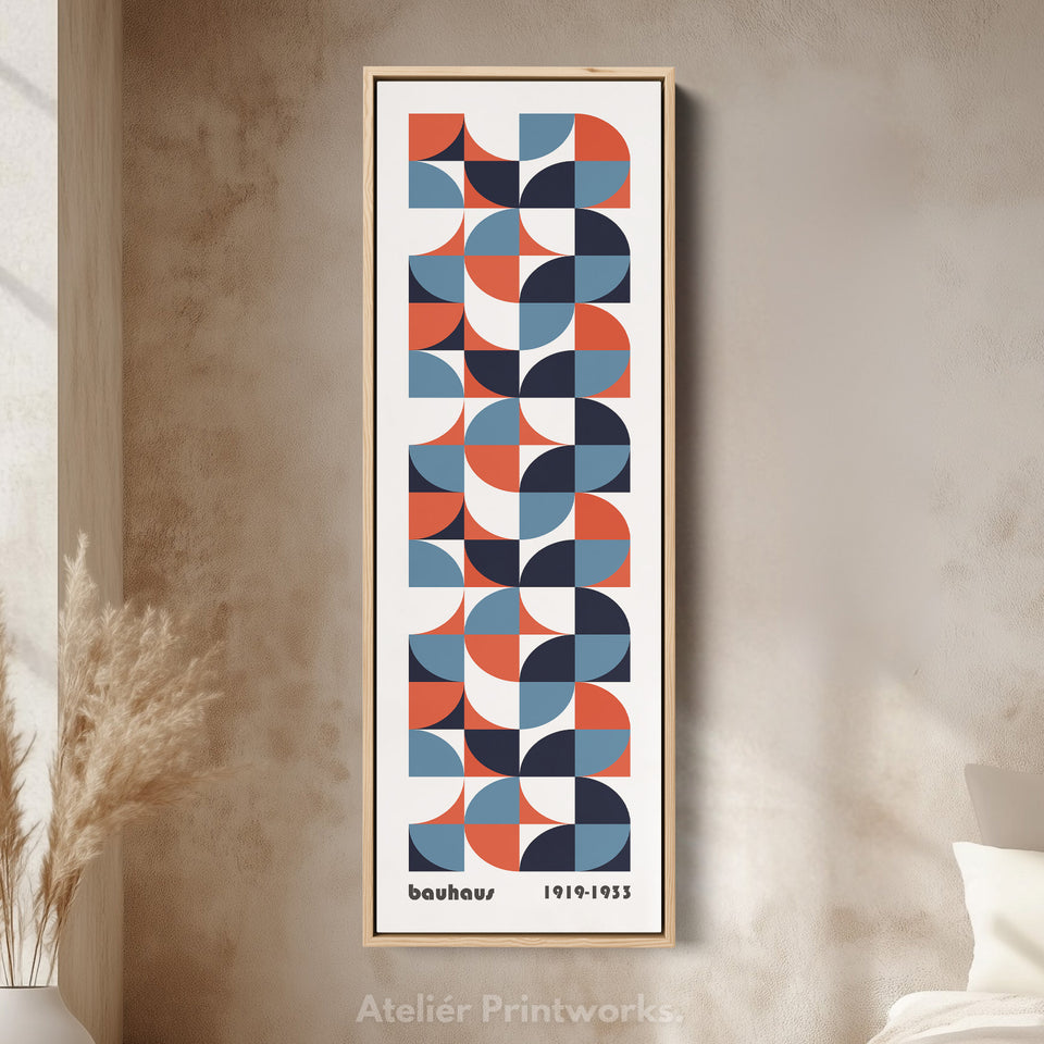 White Large Framed Canvas Beige Bauhaus Wall Art