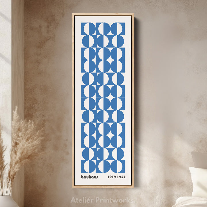 Vertical Blue & White Wall Art Bauhaus Mid Century