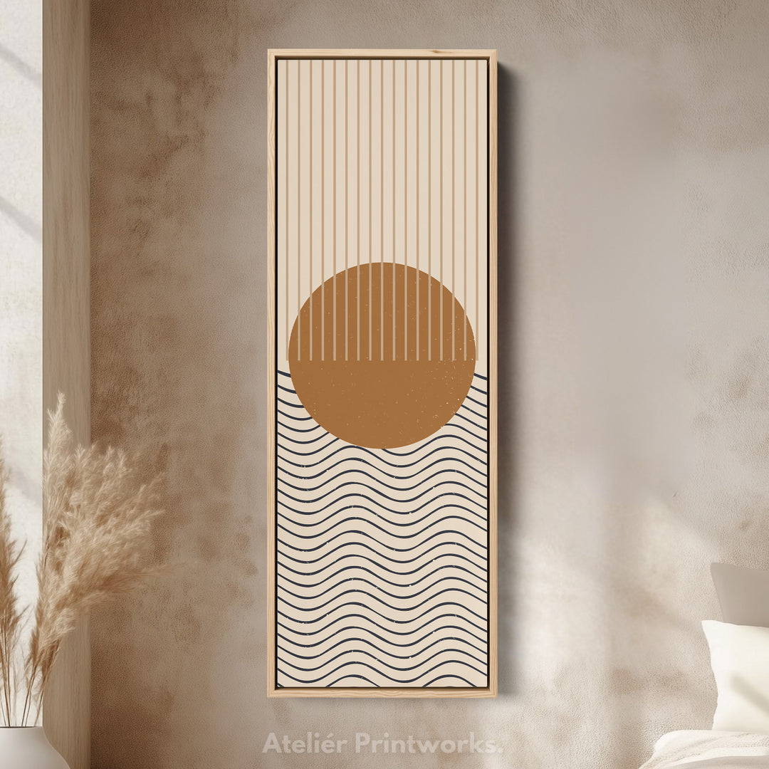 Lever de soleil sur les vagues Toile murale verticale minimaliste pour chambre ou espace de méditation