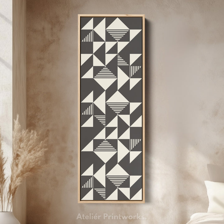 Art mural vertical haut en toile Triangles abstraits pour chambre ou bureau