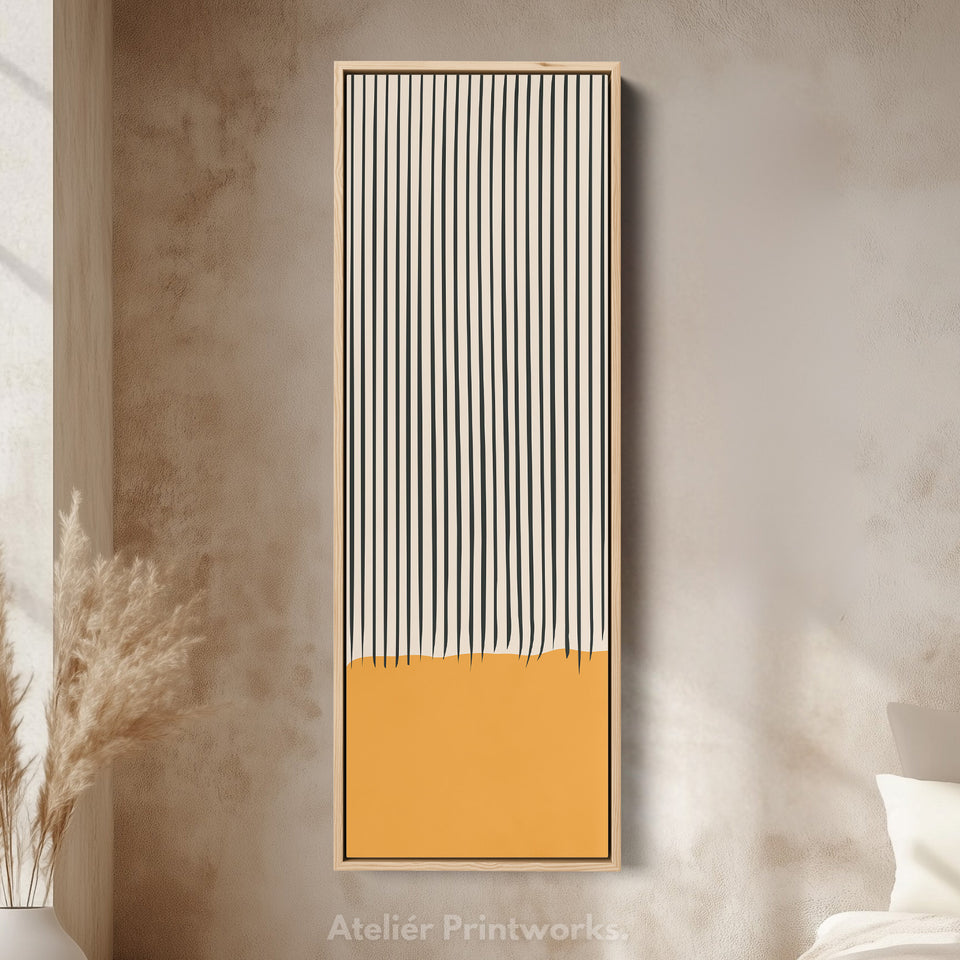 Minimalist Blue Horizon Vertical Framed Canvas Wall Art for Living Room or Office