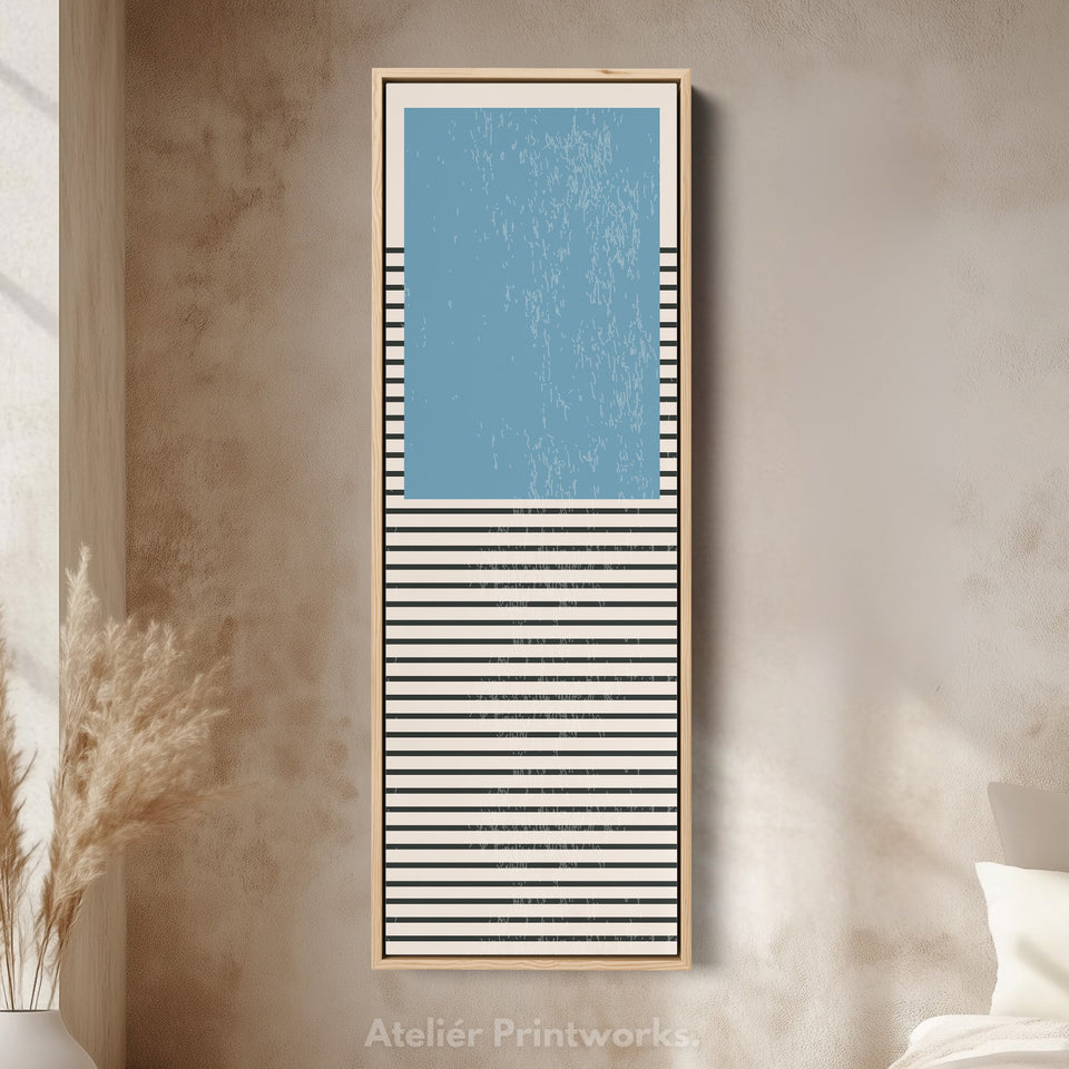 Retro Sun and Lines Vertical Framed Canvas Wall Art for Hallway or Living Room