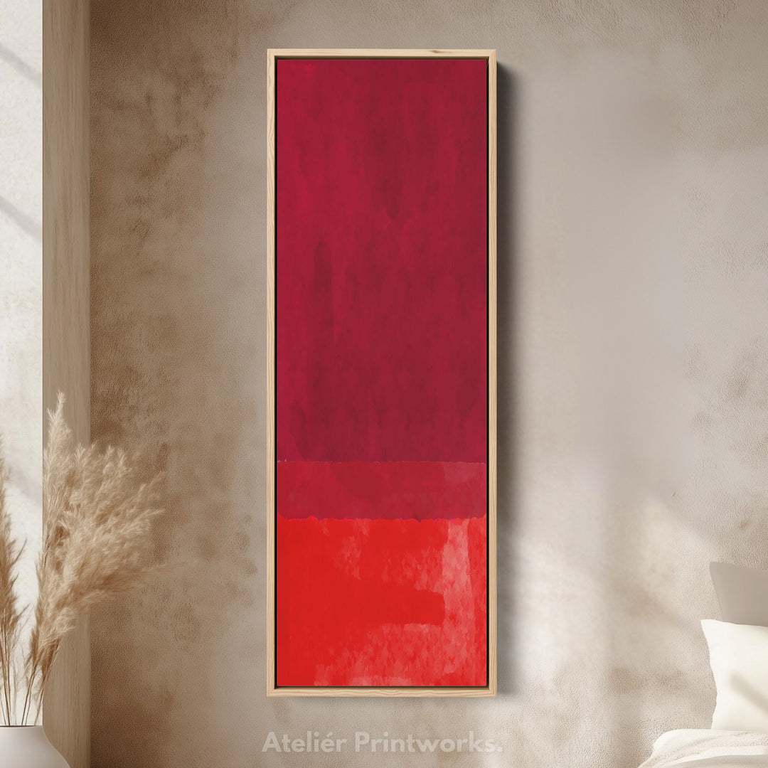 Toile murale encadrée verticale abstraite rouge profond pour chambre ou bureau