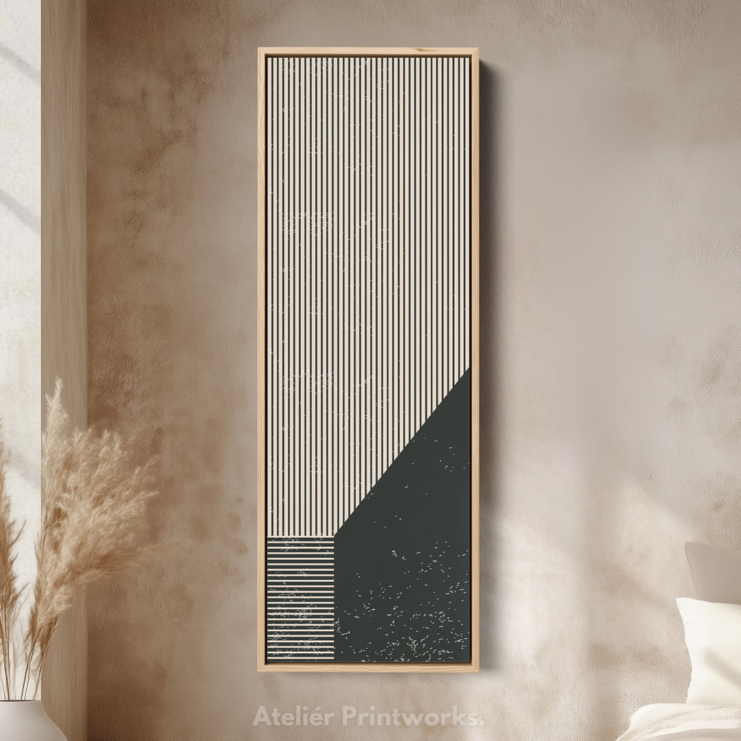 Bold Stripe Angles Vertical Framed Canvas Wall Art for Living Room or Hallway