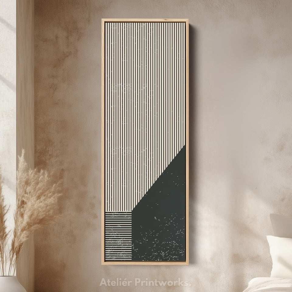 Bold Stripe Angles Vertical Framed Canvas Wall Art for Living Room or Hallway