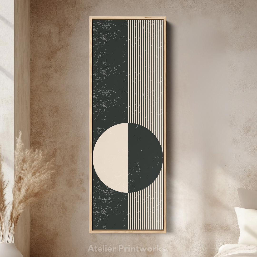 Art mural en toile encadrée verticale abstraite Chevron Sun pour couloir ou chambre