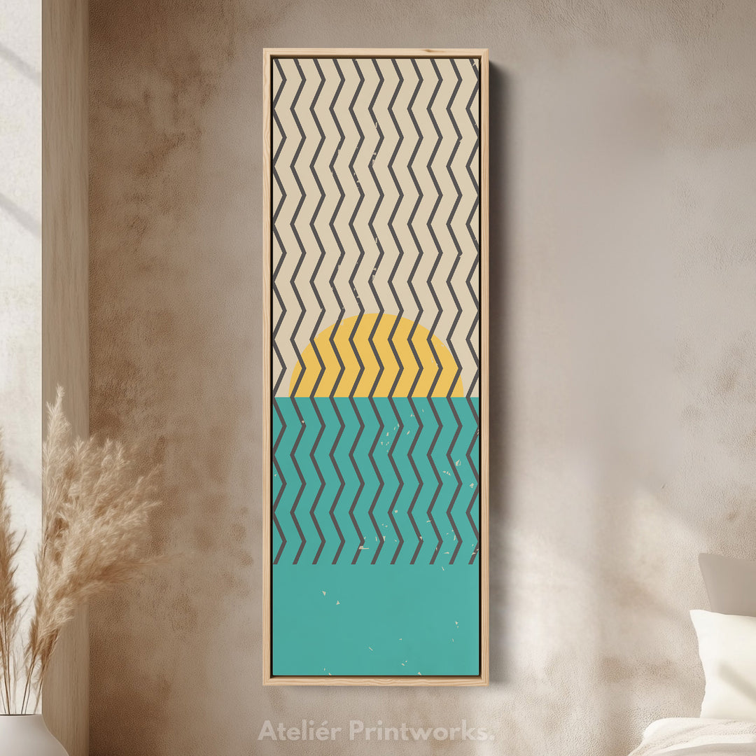 Minimalist Circle Geometry Vertical Framed Canvas Wall Art for Bedroom or Studio