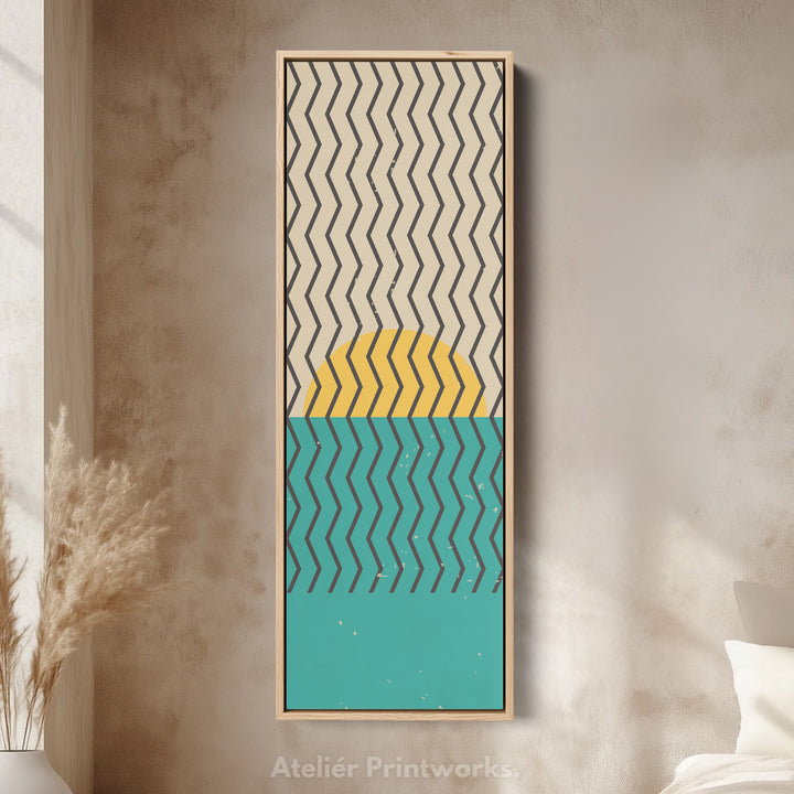 Minimalist Circle Geometry Vertical Framed Canvas Wall Art for Bedroom or Studio