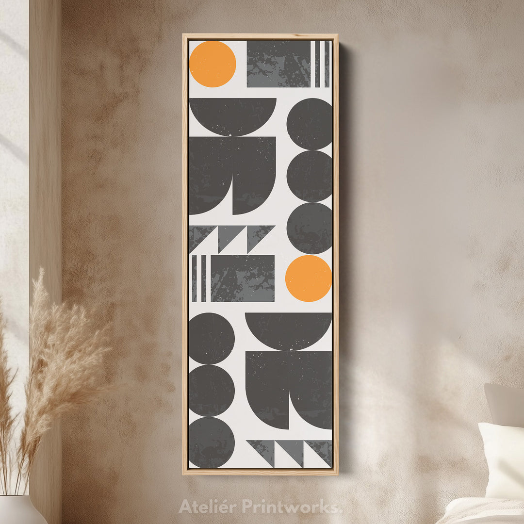 Abstract Half Moon Pattern Vertical Framed Canvas Wall Art for Bedroom or Office