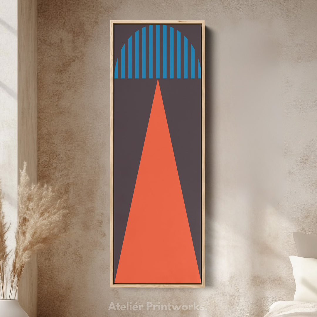 Bold Triangle and Stripes Vertical Framed Canvas Wall Art for Office or Hallway