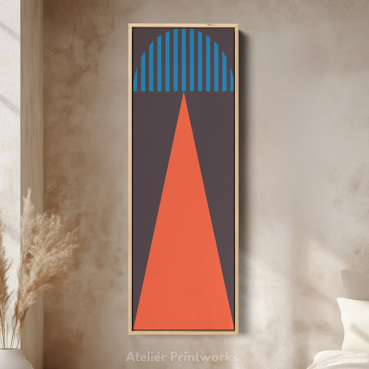 Bold Triangle and Stripes Vertical Framed Canvas Wall Art for Office or Hallway