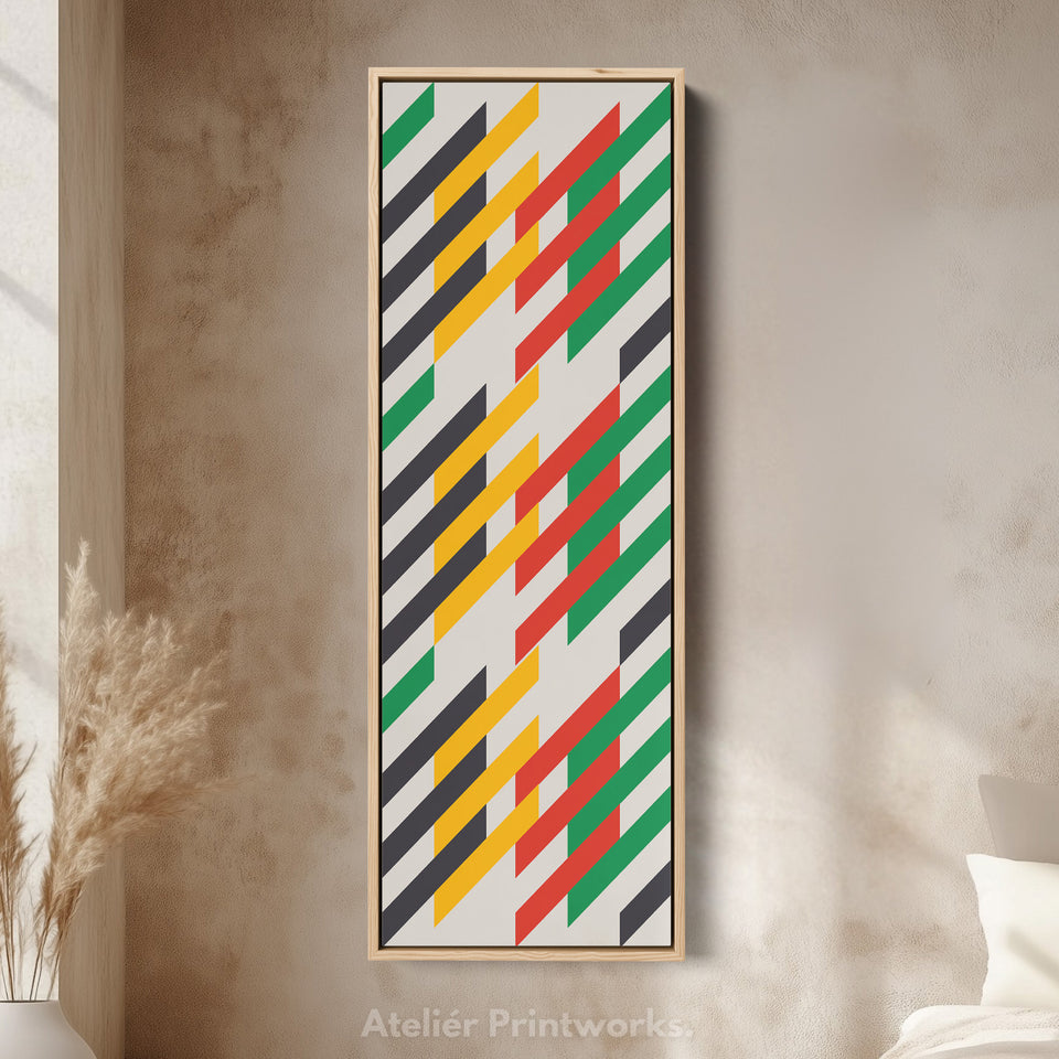 Modern Color Stripe Vertical Framed Canvas Wall Art for Living Room or Office