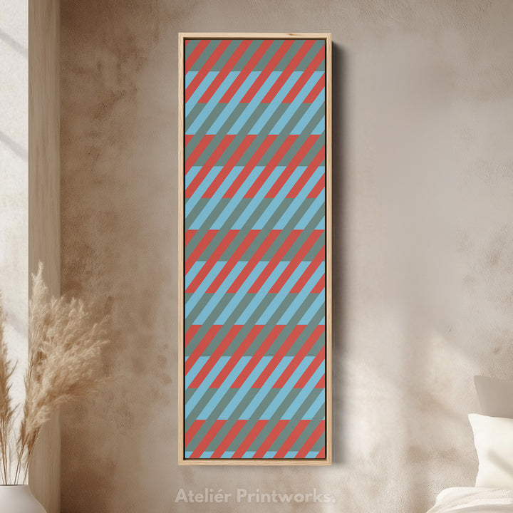 Abstract Stripe Geometry Vertical Framed Canvas Wall Art for Bedroom or Studio