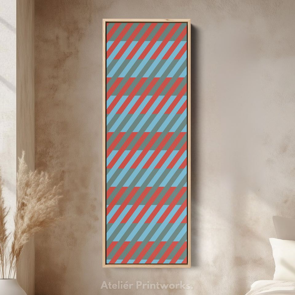 Abstract Stripe Geometry Vertical Framed Canvas Wall Art for Bedroom or Studio