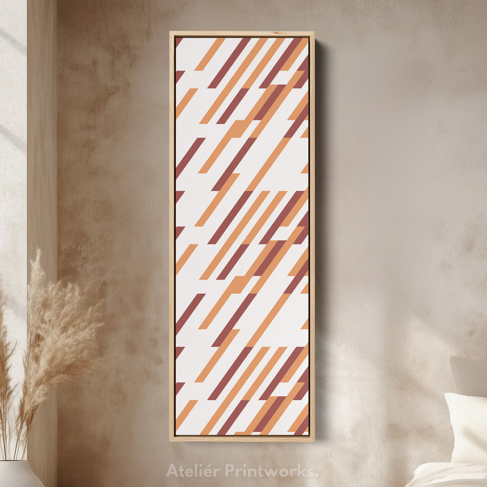 Earth Tone Stripes Vertical Framed Canvas Wall Art for Living Room or Office