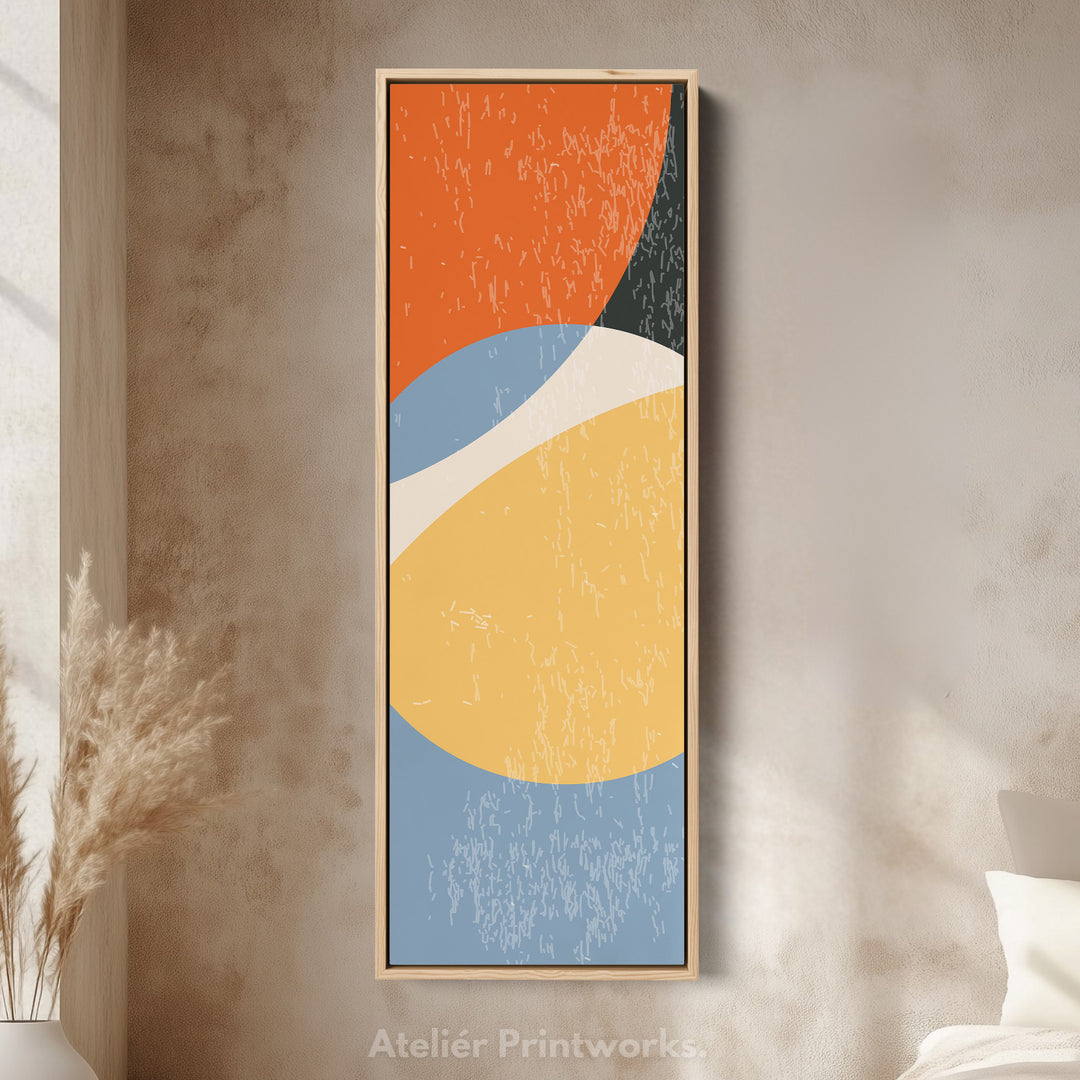 Modern Retro Curves Vertical Framed Canvas Wall Art for Living Room or Studio